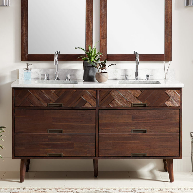 Signature Hardware Danenburg 61" Double Bathroom Vanity Set Wayfair